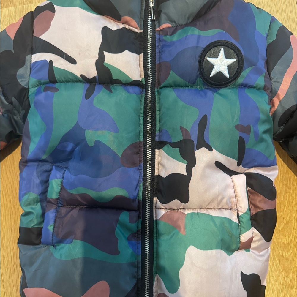 Lola + The Boys Multicolor Camouflage Puffer Jacket